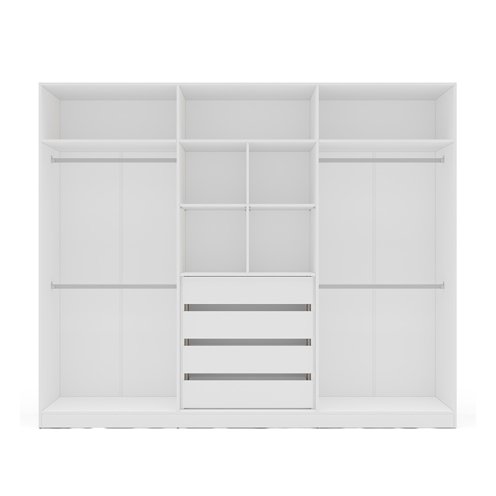Guarda-Roupa Casal Valência 6 Portas 4 Gavetas Branco e Azul