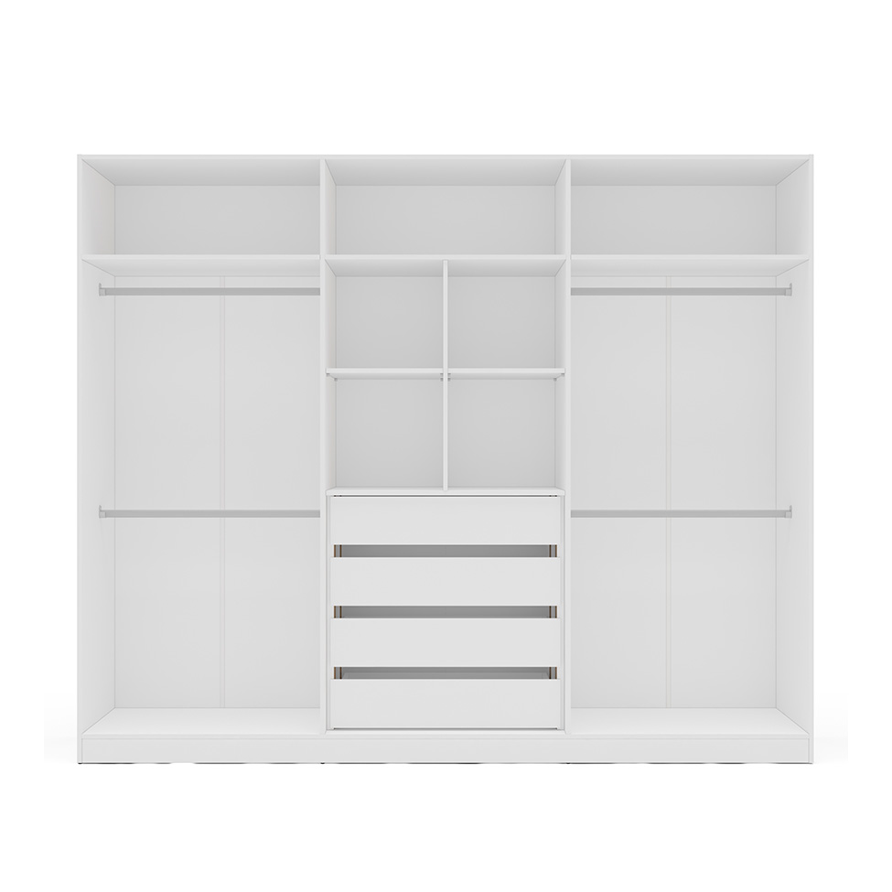 Guarda-Roupa Casal Valência 6 Portas 4 Gavetas Branco e Creme