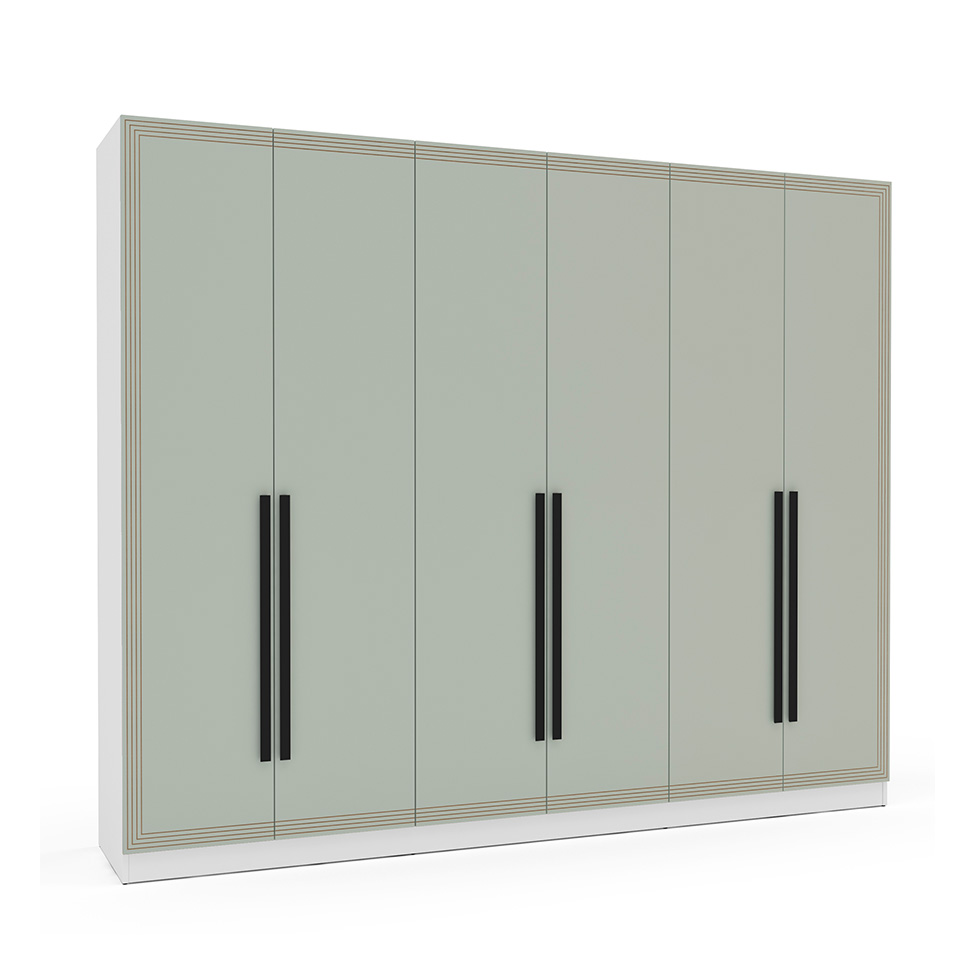 Guarda-Roupa Casal Valência 6 Portas 4 Gavetas Branco e Verde