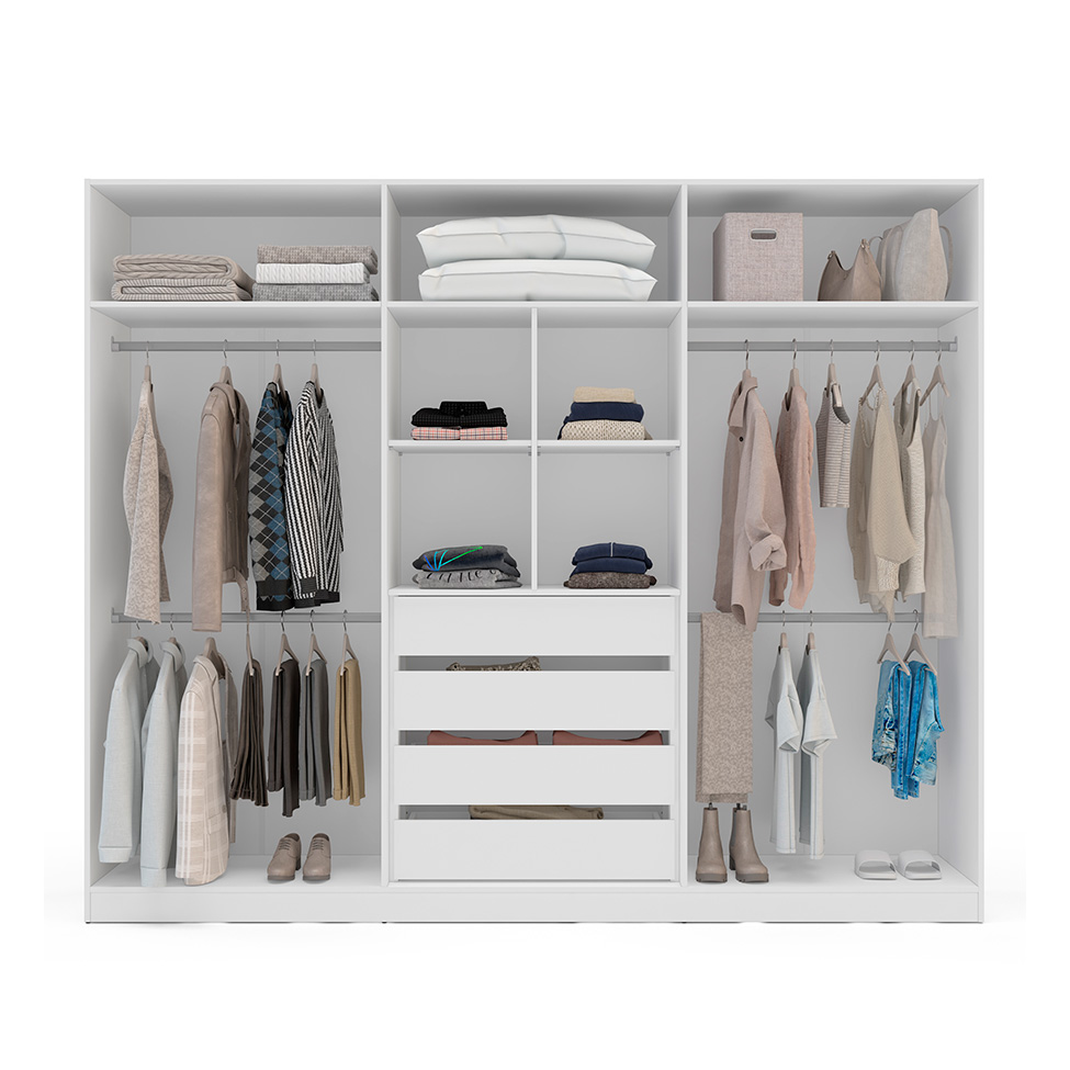 Guarda-Roupa Casal Valência 6 Portas 4 Gavetas Branco e Verde