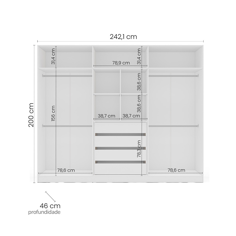 Guarda-Roupa Casal Valência 6 Portas 4 Gavetas Branco e Verde