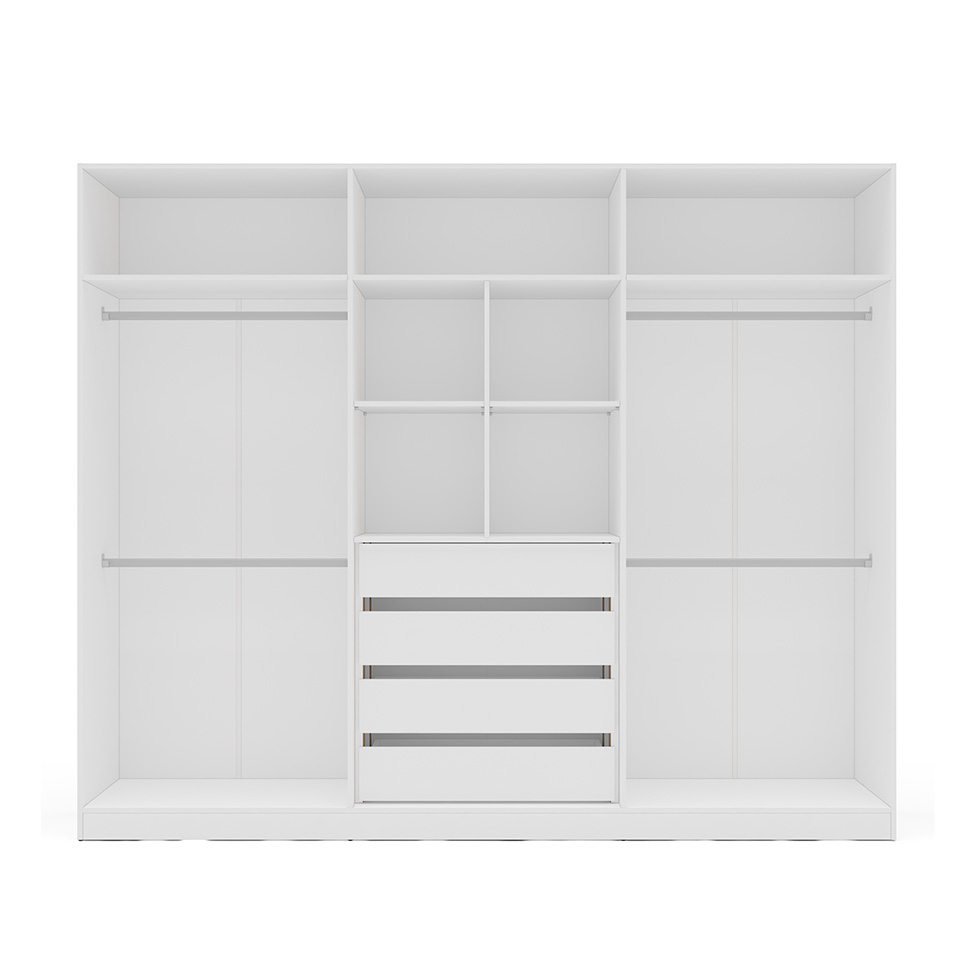 Guarda-Roupa Casal Valência 6 Portas 4 Gavetas Branco e Verde