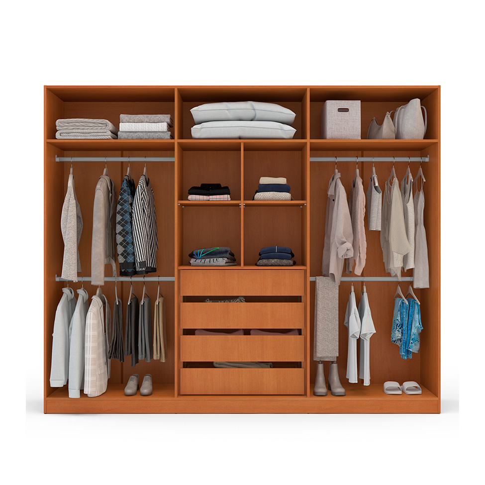 Guarda-Roupa Casal Valência 6 Portas 4 Gavetas Freijó e Branco