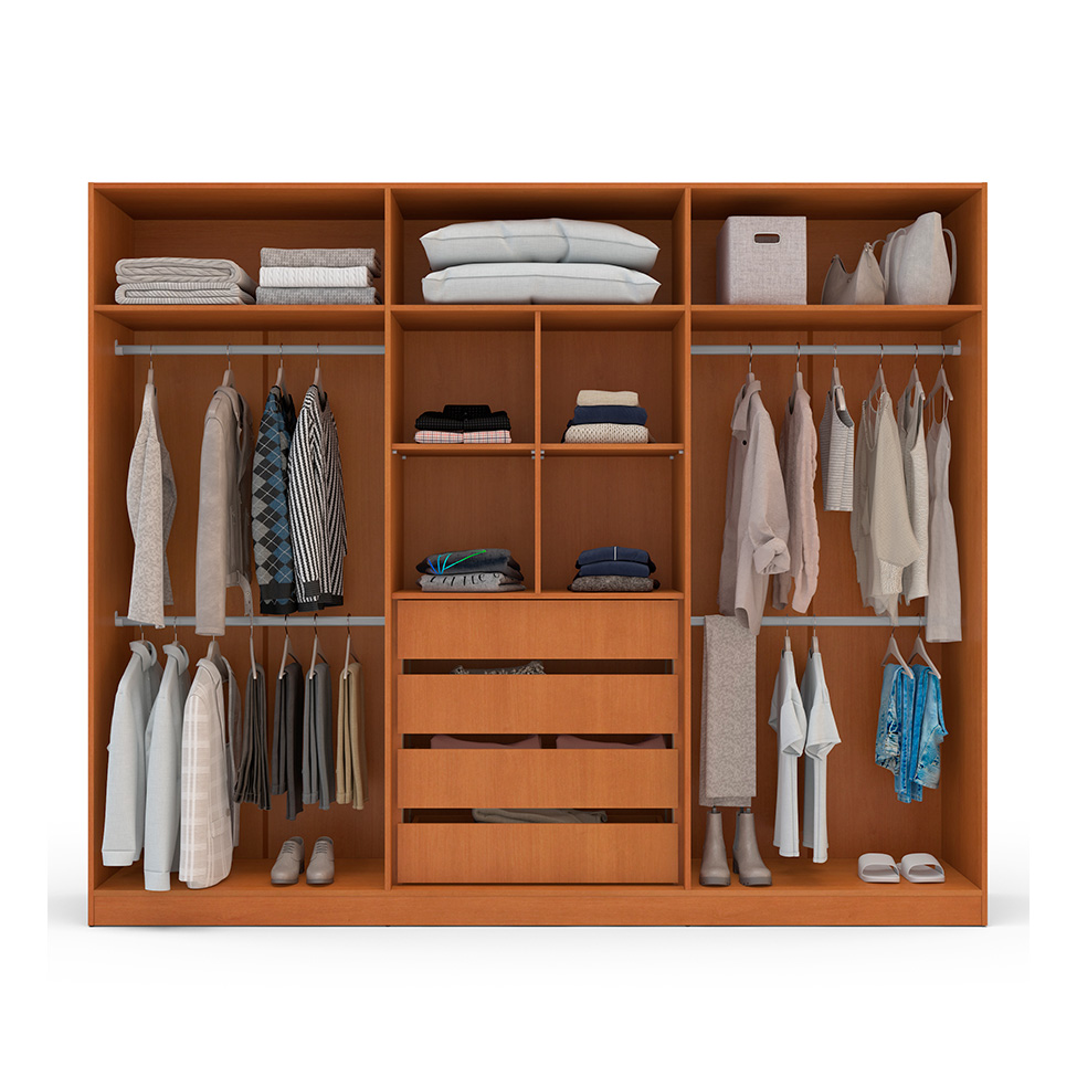 Guarda-Roupa Casal Valência 6 Portas 4 Gavetas Freijó e Creme