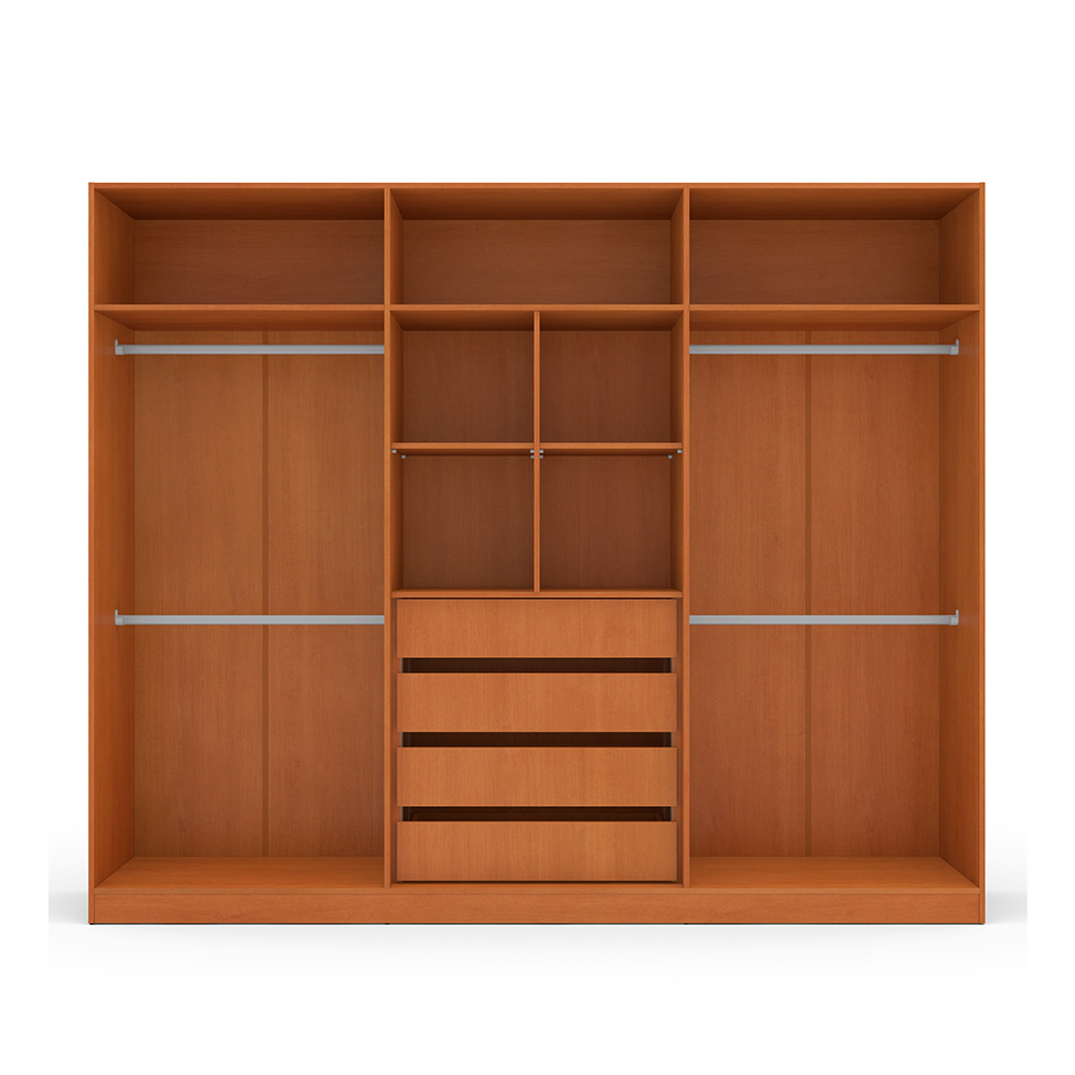 Guarda-Roupa Casal Valência 6 Portas 4 Gavetas Freijó e Creme