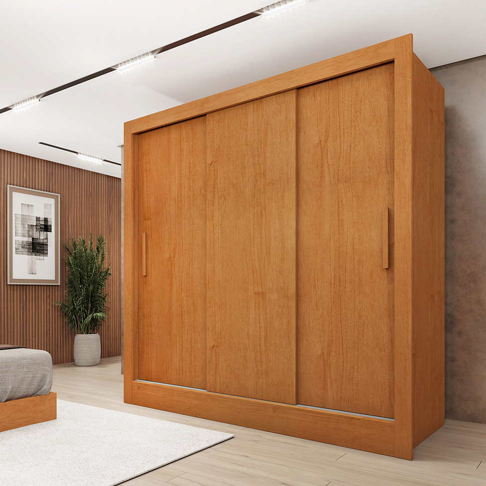 Guarda-Roupa Casal Valência Flex 3 Portas 4 Gavetas Cinamomo e Off White