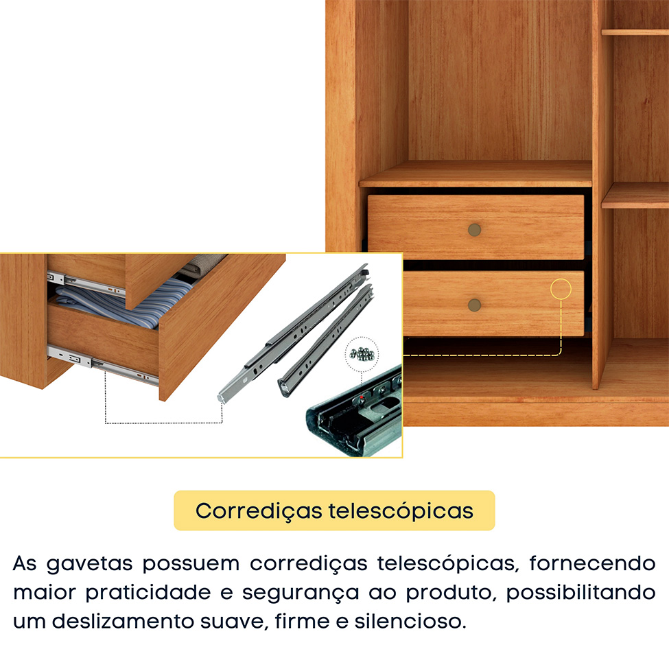 Guarda-Roupa Casal Valência Flex 3 Portas 4 Gavetas Cinamomo e Off White
