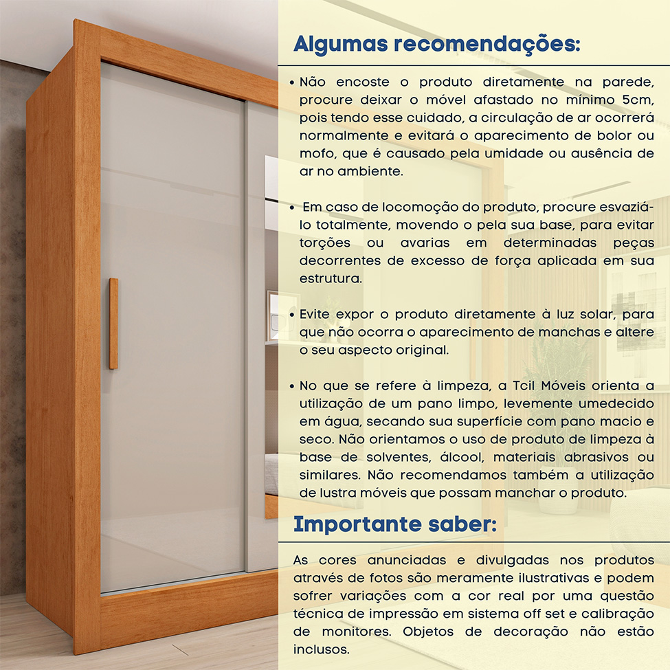 Guarda-Roupa Casal Valência Flex 3 Portas 4 Gavetas Cinamomo e Off White
