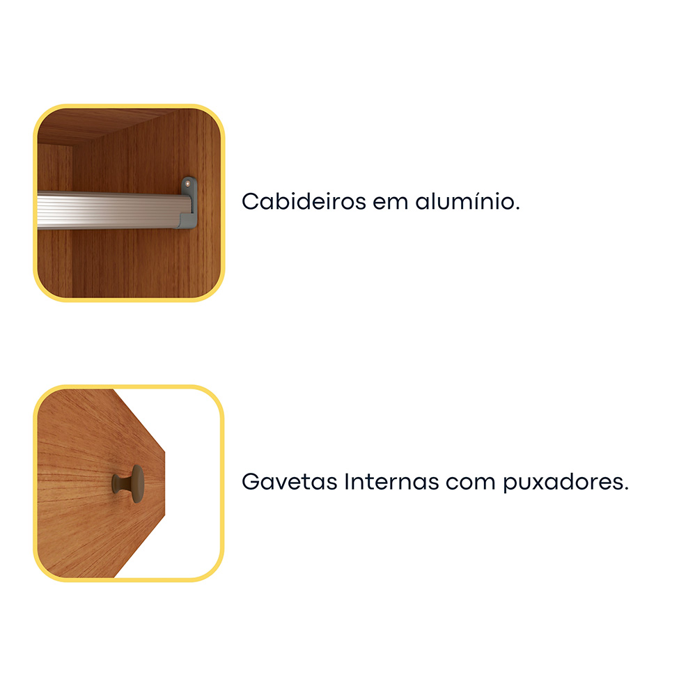 Guarda-Roupa Casal Valência Flex 3 Portas 4 Gavetas Cinamomo e Off White