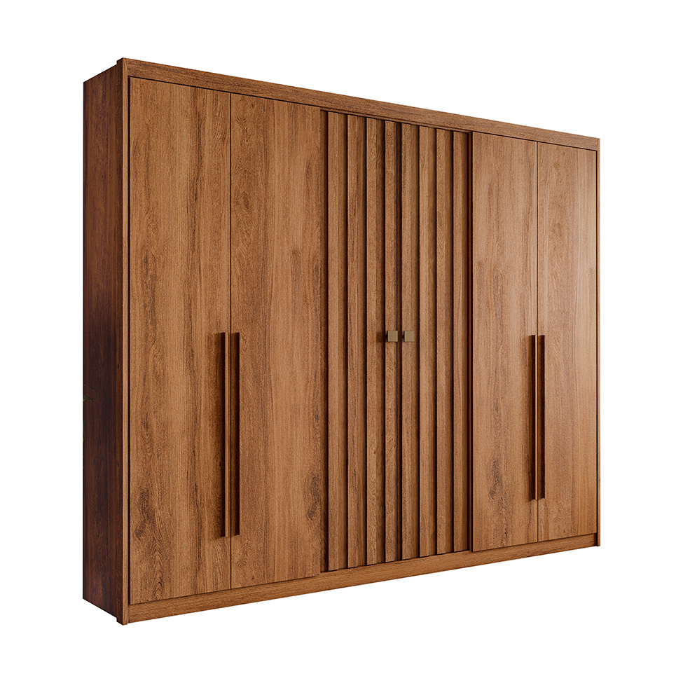 Guarda-Roupa Casal Vancouver Flex 6 Portas 3 Gavetas Freijó e Linho