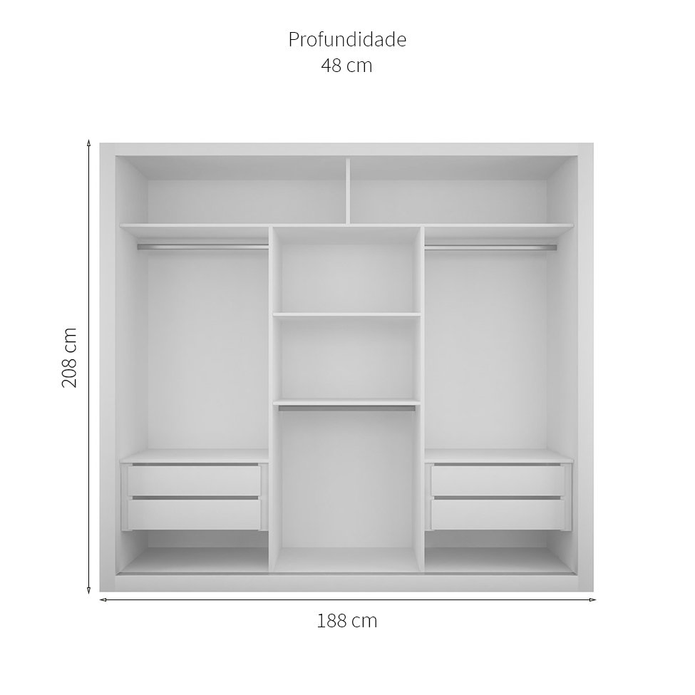 Guarda-Roupa Casal Veneza Gold 3 Portas 4 Gavetas Branco