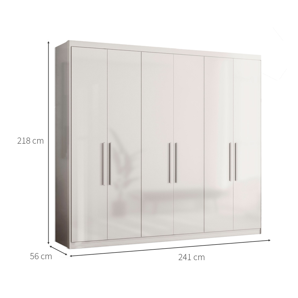 Guarda-Roupa Casal Venice 6 Portas 2 Gavetas Branco