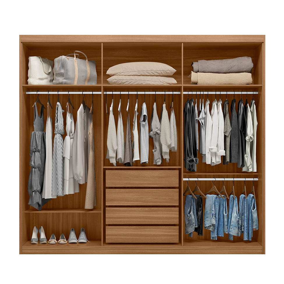 Guarda-Roupa Casal Venice 6 Portas 4 Gavetas Amêndola e Off White