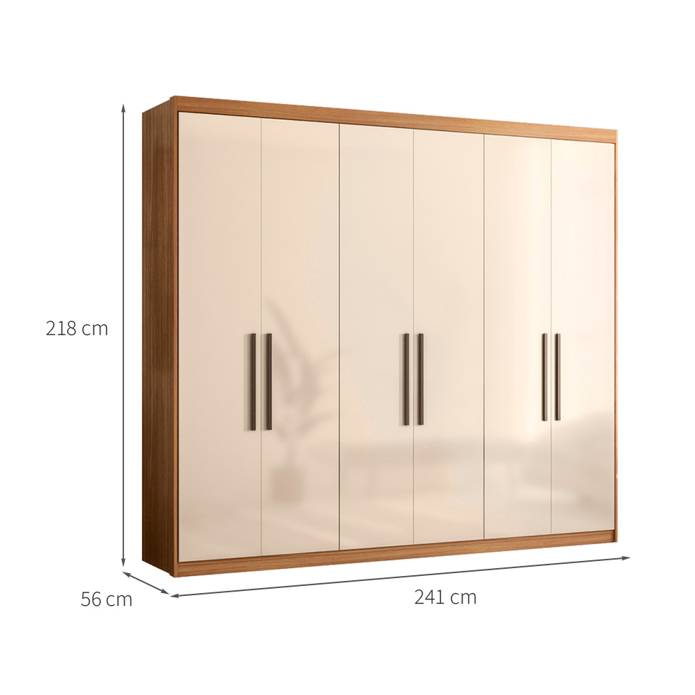 Guarda-Roupa Casal Venice 6 Portas 4 Gavetas Amêndola e Off White