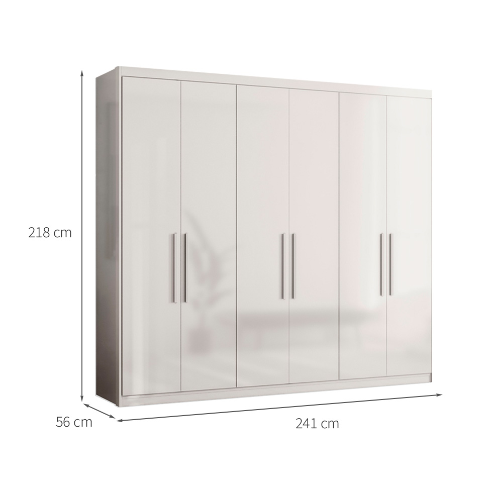Guarda-Roupa Casal Venice 6 Portas 4 Gavetas Branco