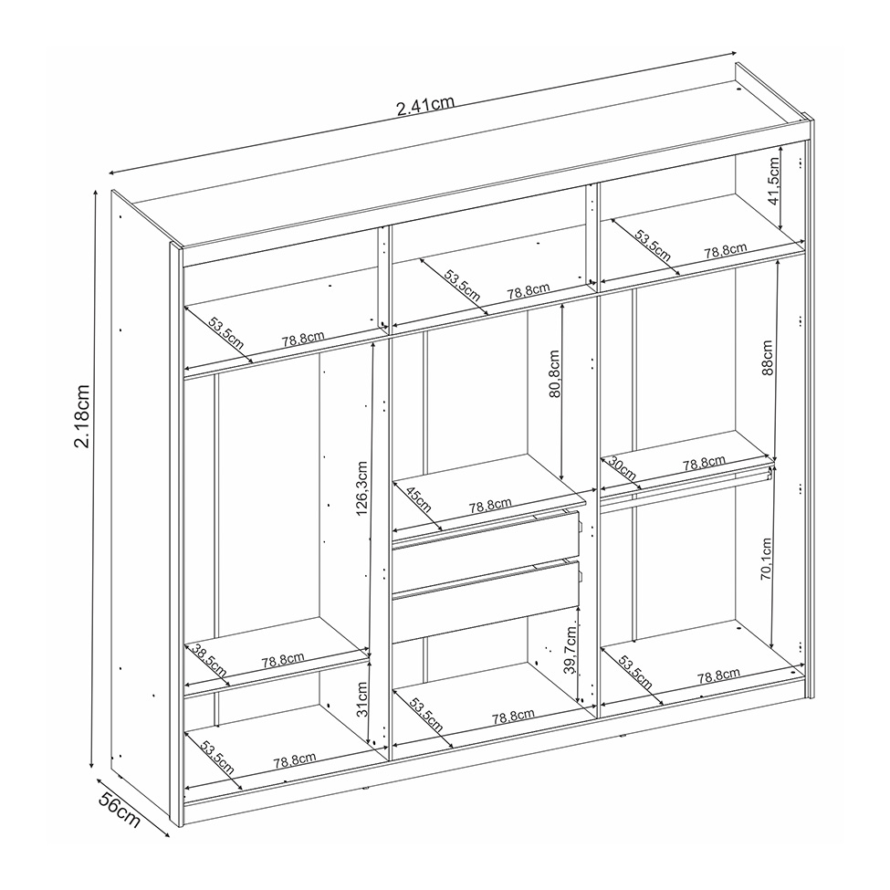 Guarda-Roupa Casal Venice com Prateleiras 6 Portas 2 Gavetas Branco
