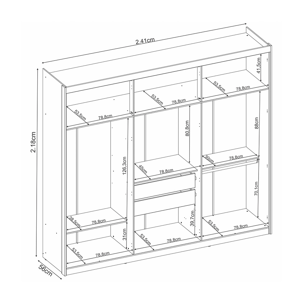 Guarda-Roupa Casal Venice com Prateleiras 6 Portas 4 Gavetas Amêndola e Off White