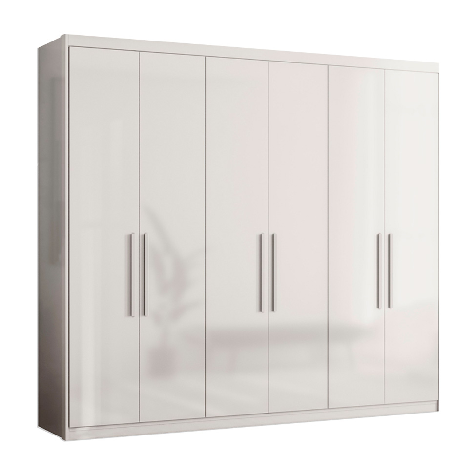 Guarda-Roupa Casal Venice com Prateleiras 6 Portas 4 Gavetas Branco