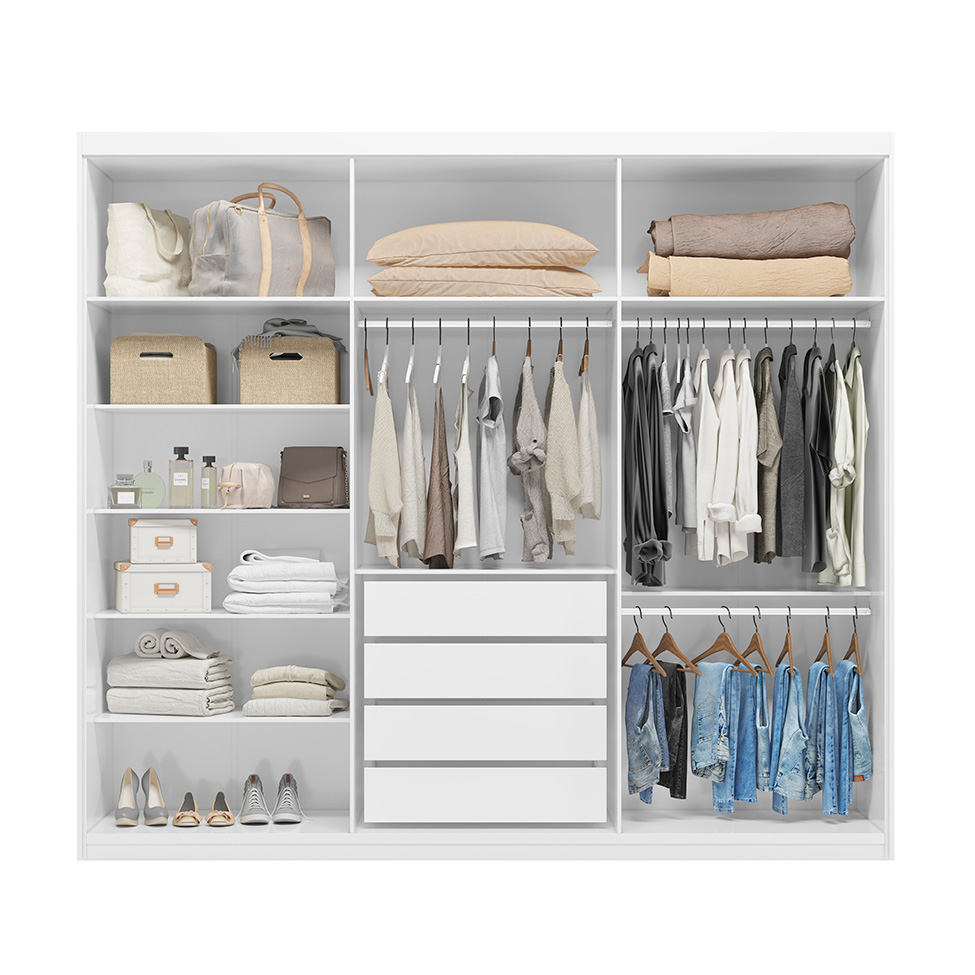 Guarda-Roupa Casal Venice com Prateleiras 6 Portas 4 Gavetas Branco