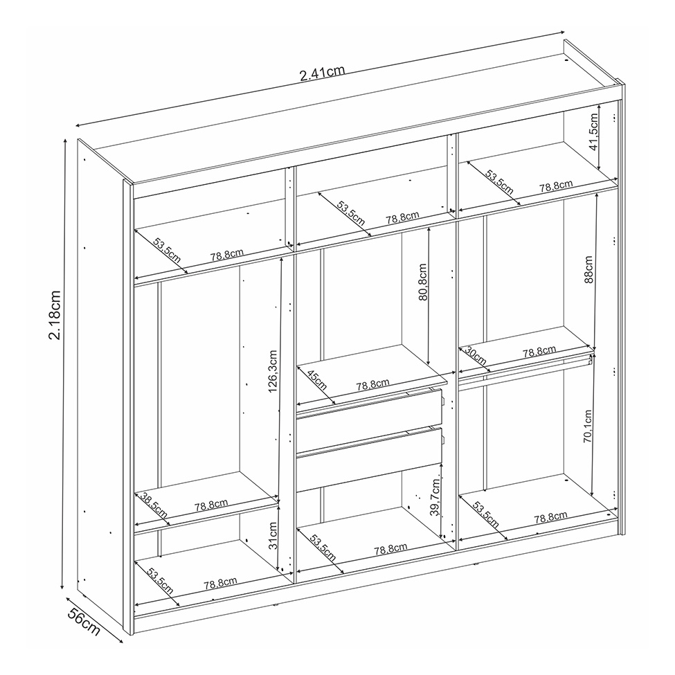 Guarda-Roupa Casal Venice com Prateleiras 6 Portas 4 Gavetas Branco