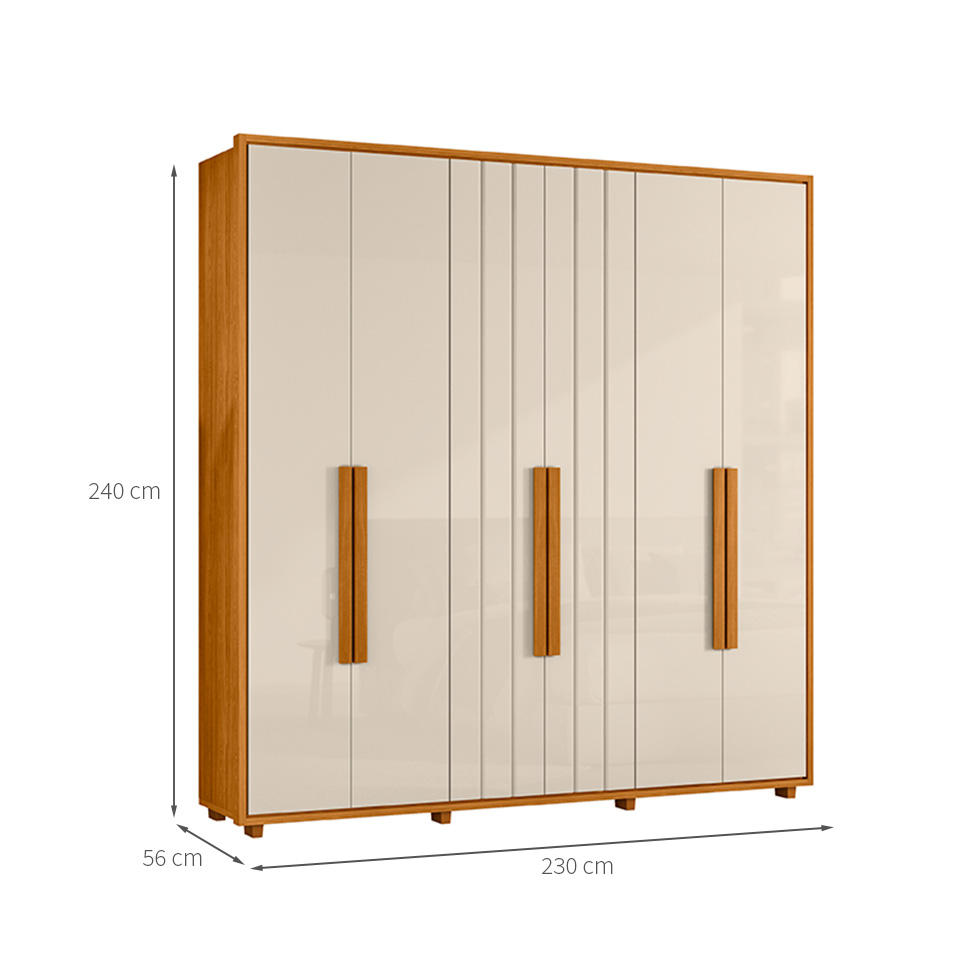Guarda-Roupa Casal Veronesse 6 Portas 4 Gavetas Cinamomo e Off White