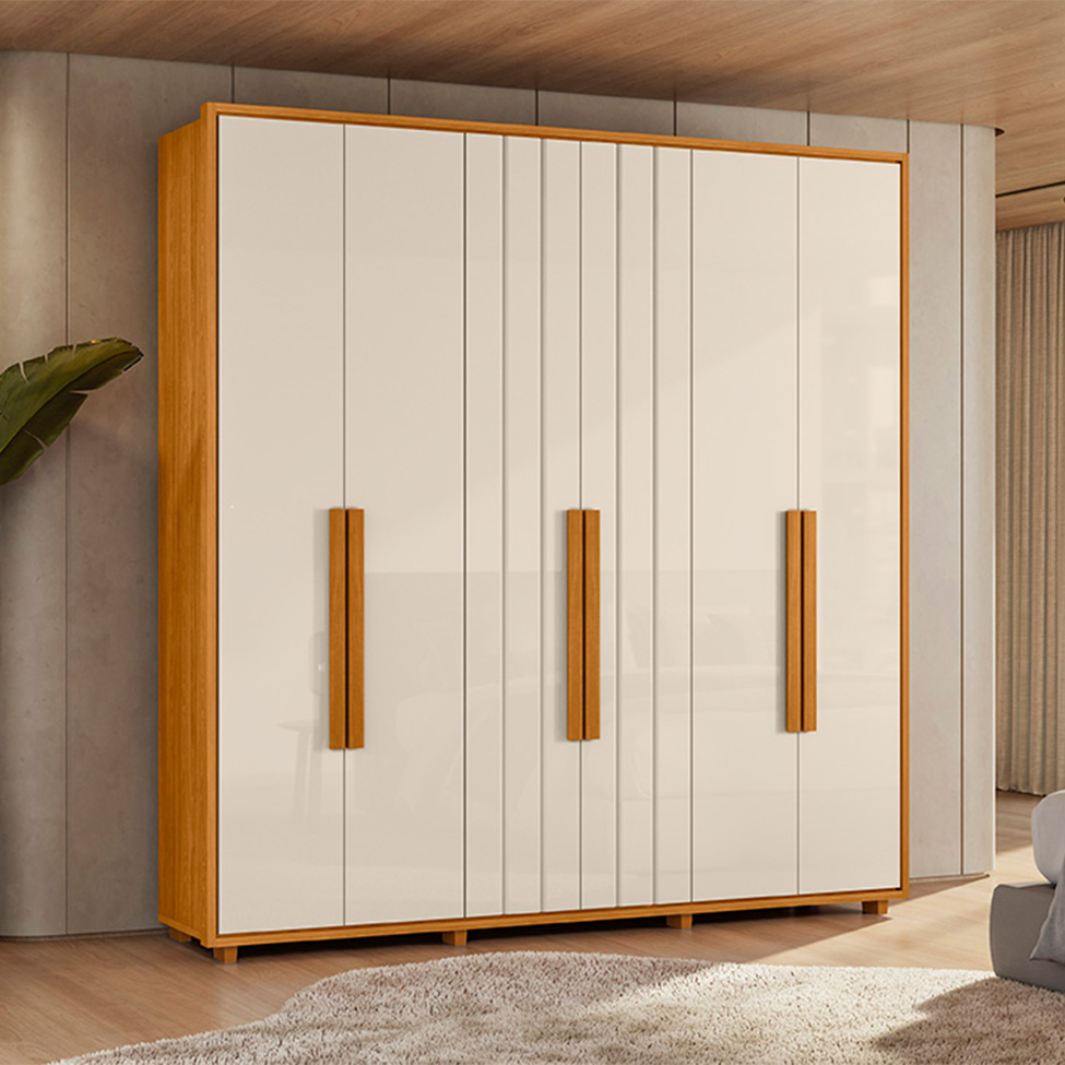 Guarda-Roupa Casal Veronesse 6 Portas 4 Gavetas Cinamomo e Off White