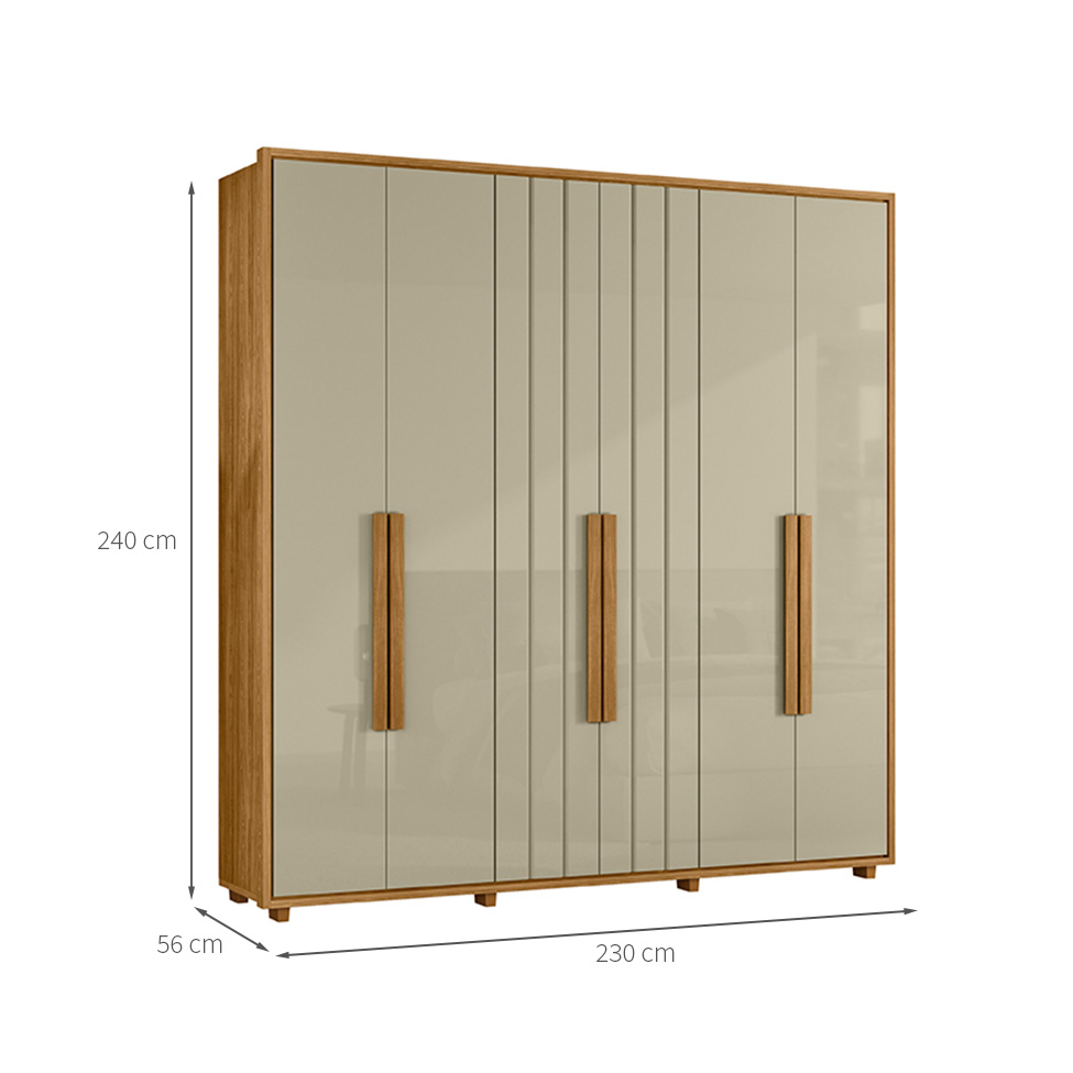 Guarda-Roupa Casal Veronesse 6 Portas 4 Gavetas Cumaru e Opala