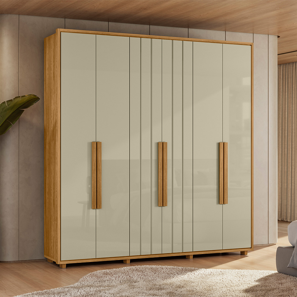Guarda-Roupa Casal Veronesse 6 Portas 4 Gavetas Cumaru e Opala