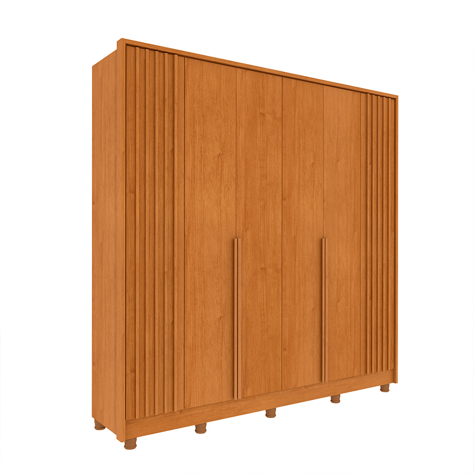 Guarda-Roupa Casal Vicenzo com Pés 6 Portas 4 Gavetas Cinamomo
