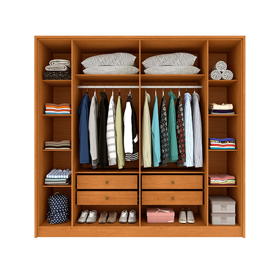 Guarda-Roupa Casal Vicenzo com Pés 6 Portas 4 Gavetas Cinamomo