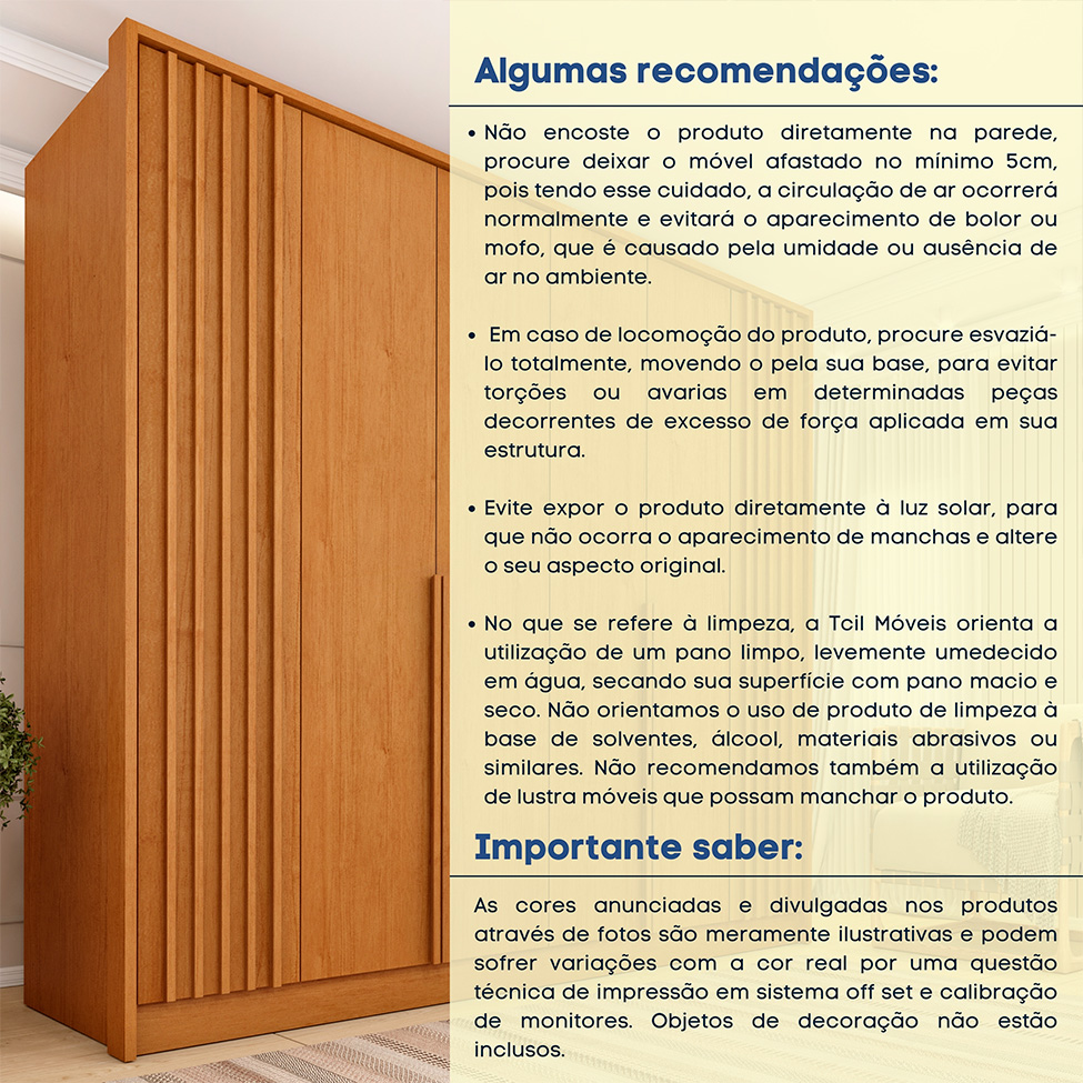 Guarda-Roupa Casal Vicenzo com Pés 6 Portas 4 Gavetas Cinamomo