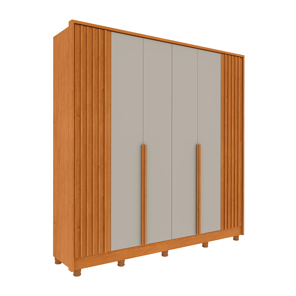 Guarda-Roupa Casal Vicenzo com Pés 6 Portas 4 Gavetas Cinamomo e Off White