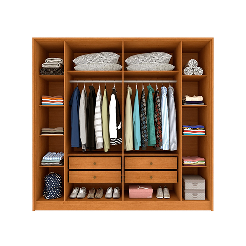 Guarda-Roupa Casal Vicenzo com Pés 6 Portas 4 Gavetas Cinamomo e Off White