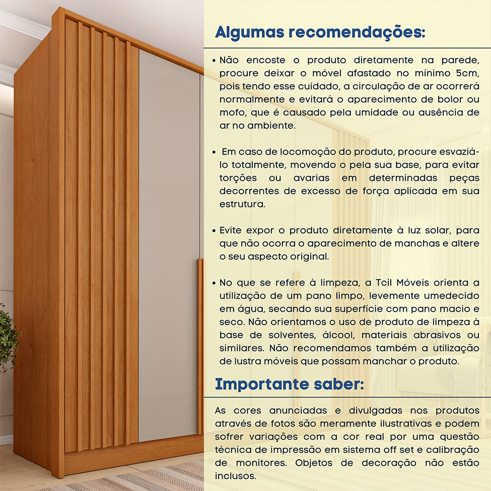Guarda-Roupa Casal Vicenzo com Pés 6 Portas 4 Gavetas Cinamomo e Off White