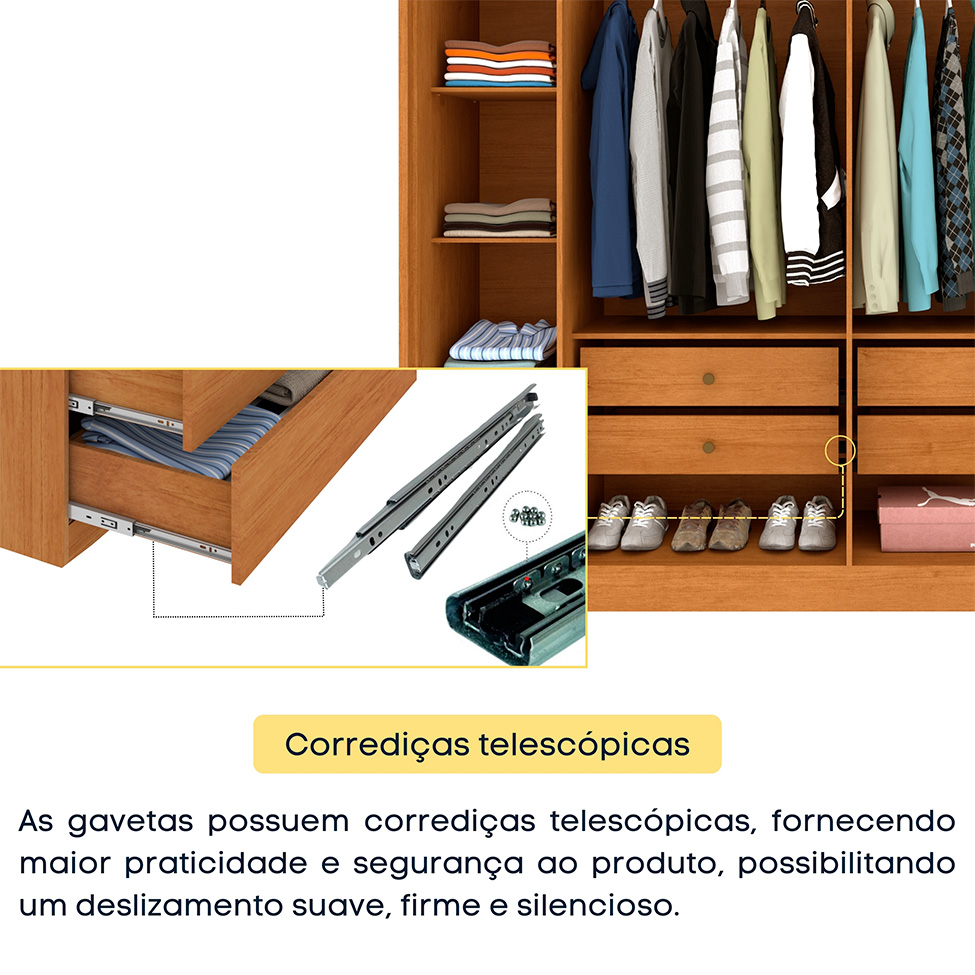 Guarda-Roupa Casal Vicenzo com Pés 6 Portas 4 Gavetas Cinamomo e Off White