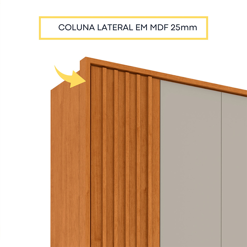 Guarda-Roupa Casal Vicenzo com Pés 6 Portas 4 Gavetas Cinamomo e Off White