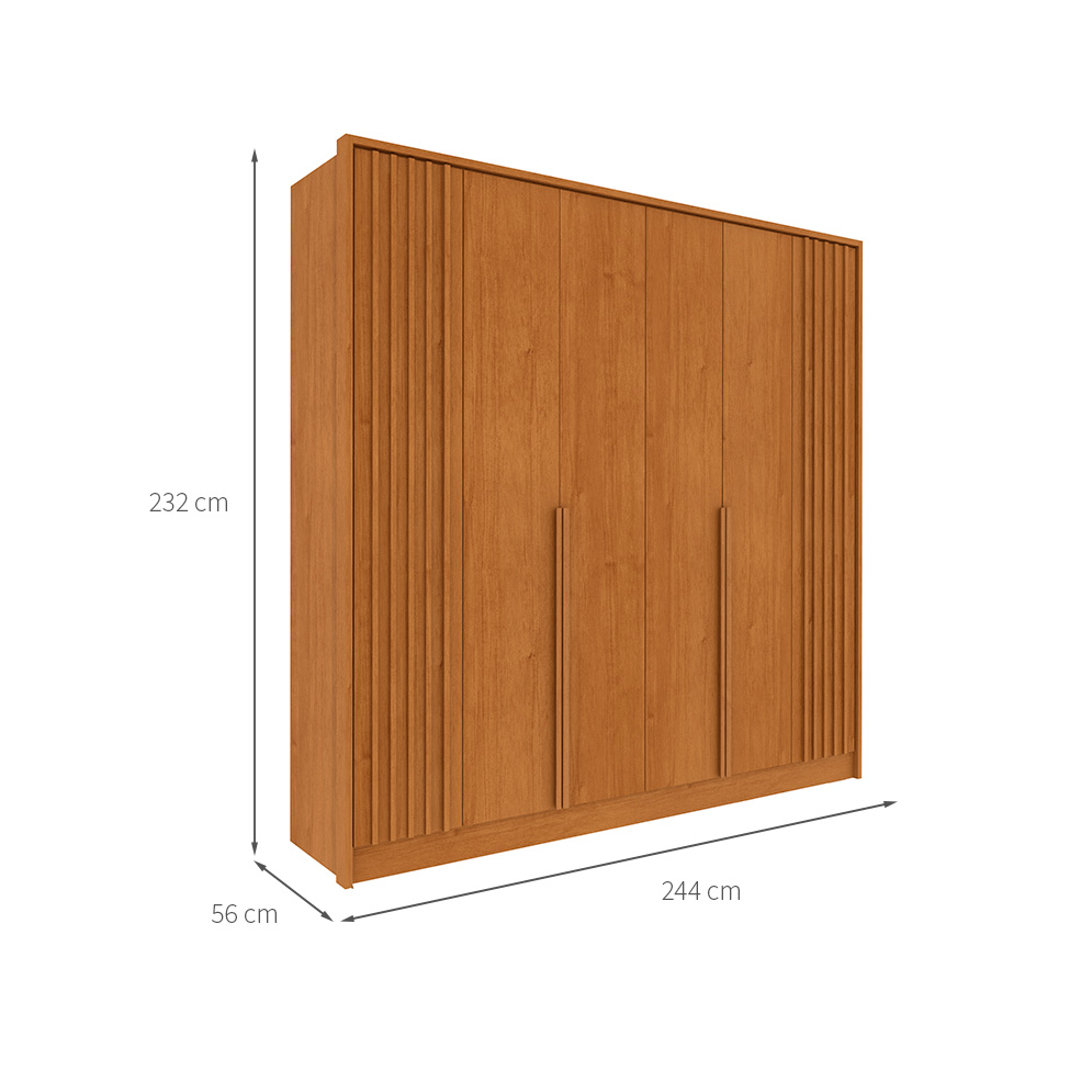 Guarda-Roupa Casal Vicenzo sem Pés 6 Portas 4 Gavetas Cinamomo