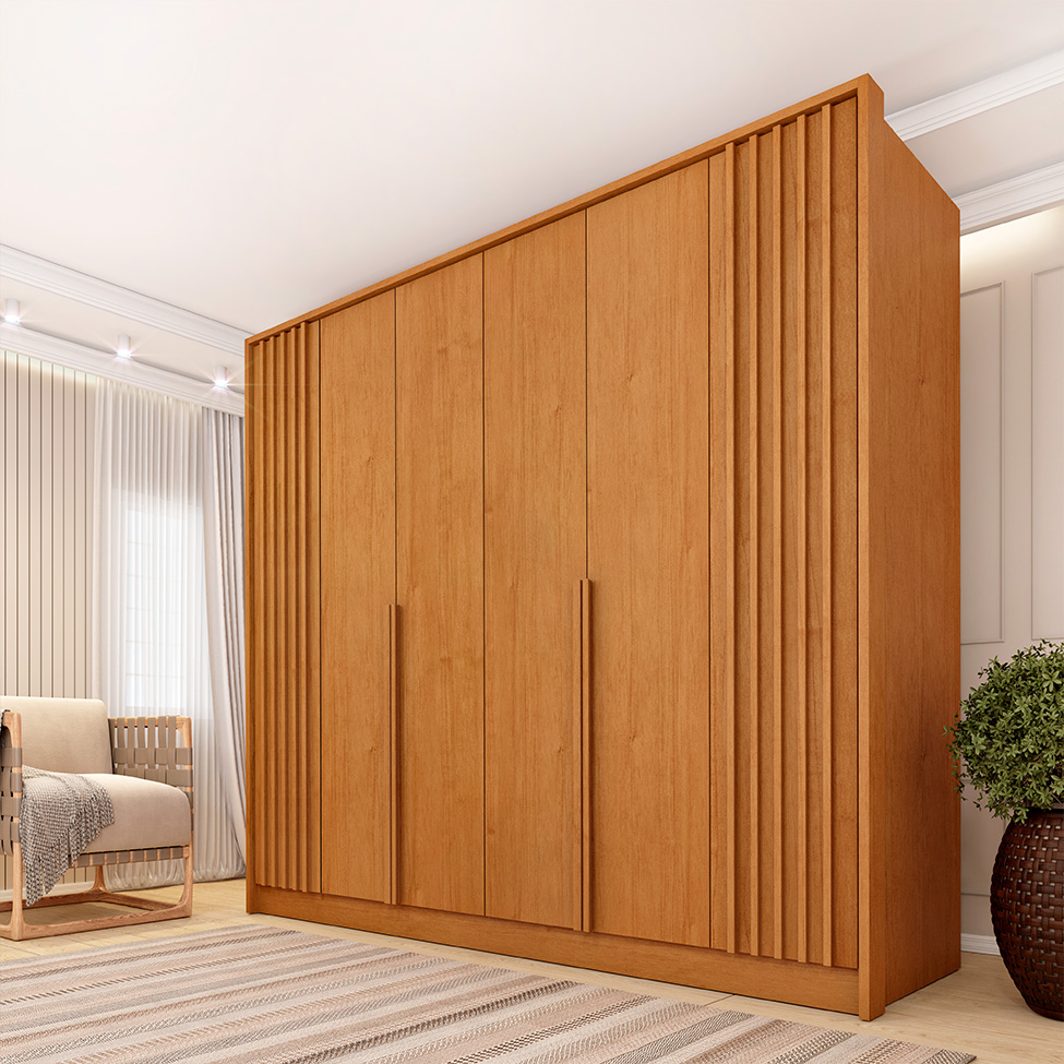 Guarda-Roupa Casal Vicenzo sem Pés 6 Portas 4 Gavetas Cinamomo
