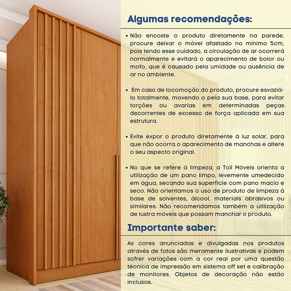 Guarda-Roupa Casal Vicenzo sem Pés 6 Portas 4 Gavetas Cinamomo
