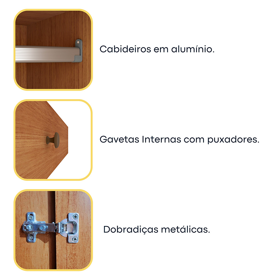 Guarda-Roupa Casal Vicenzo sem Pés 6 Portas 4 Gavetas Cinamomo e Off White