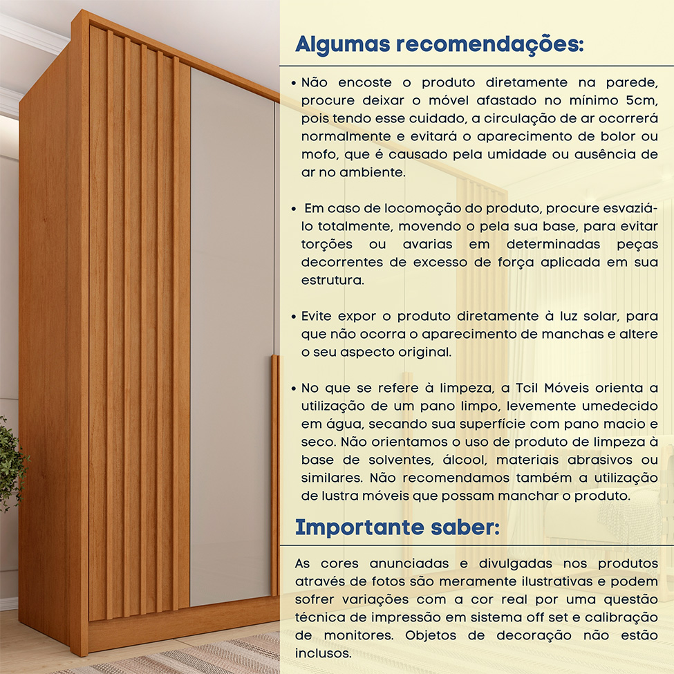 Guarda-Roupa Casal Vicenzo sem Pés 6 Portas 4 Gavetas Cinamomo e Off White
