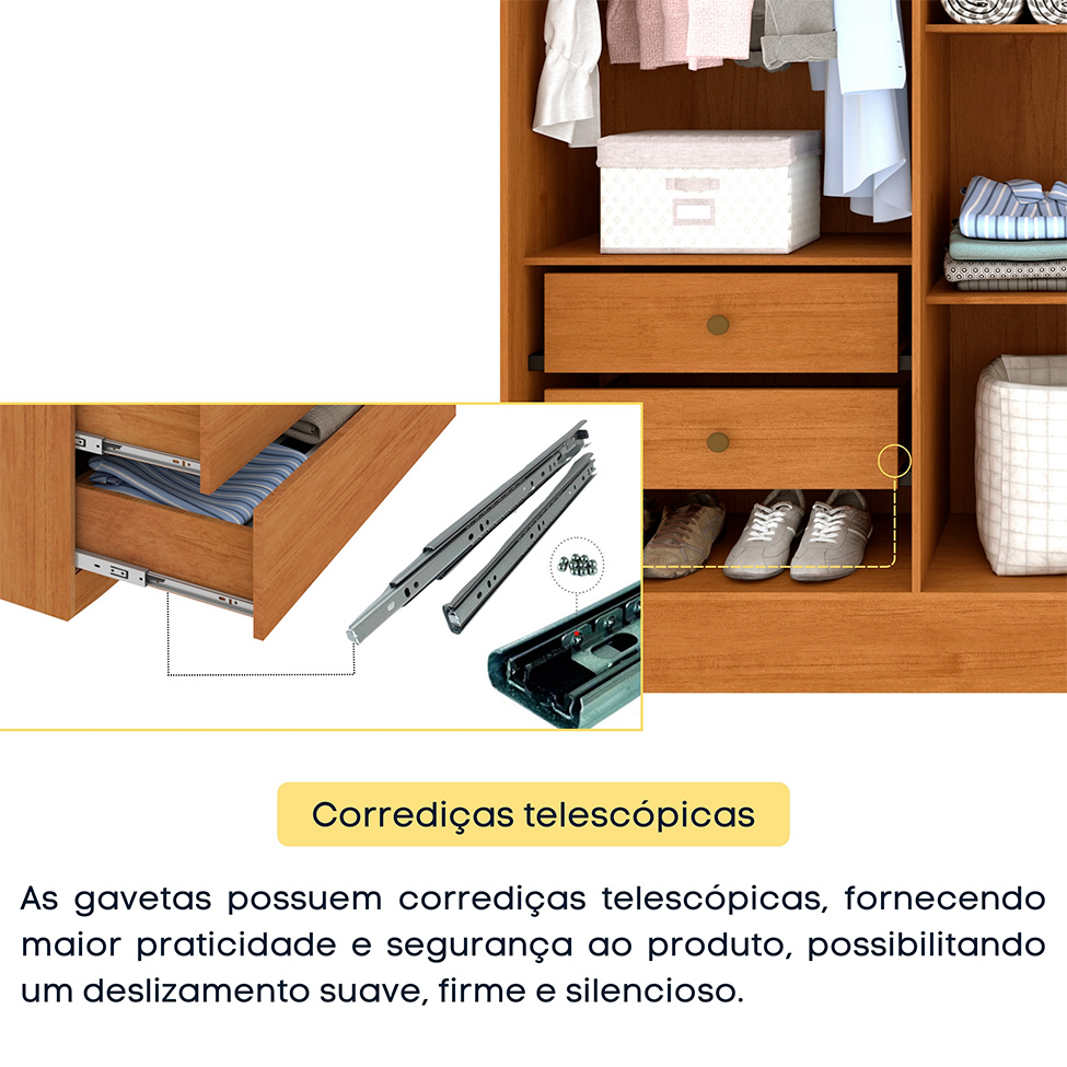 Guarda-Roupa Casal Vietri com Pés 6 PT 4 GV Cinamomo e Off White