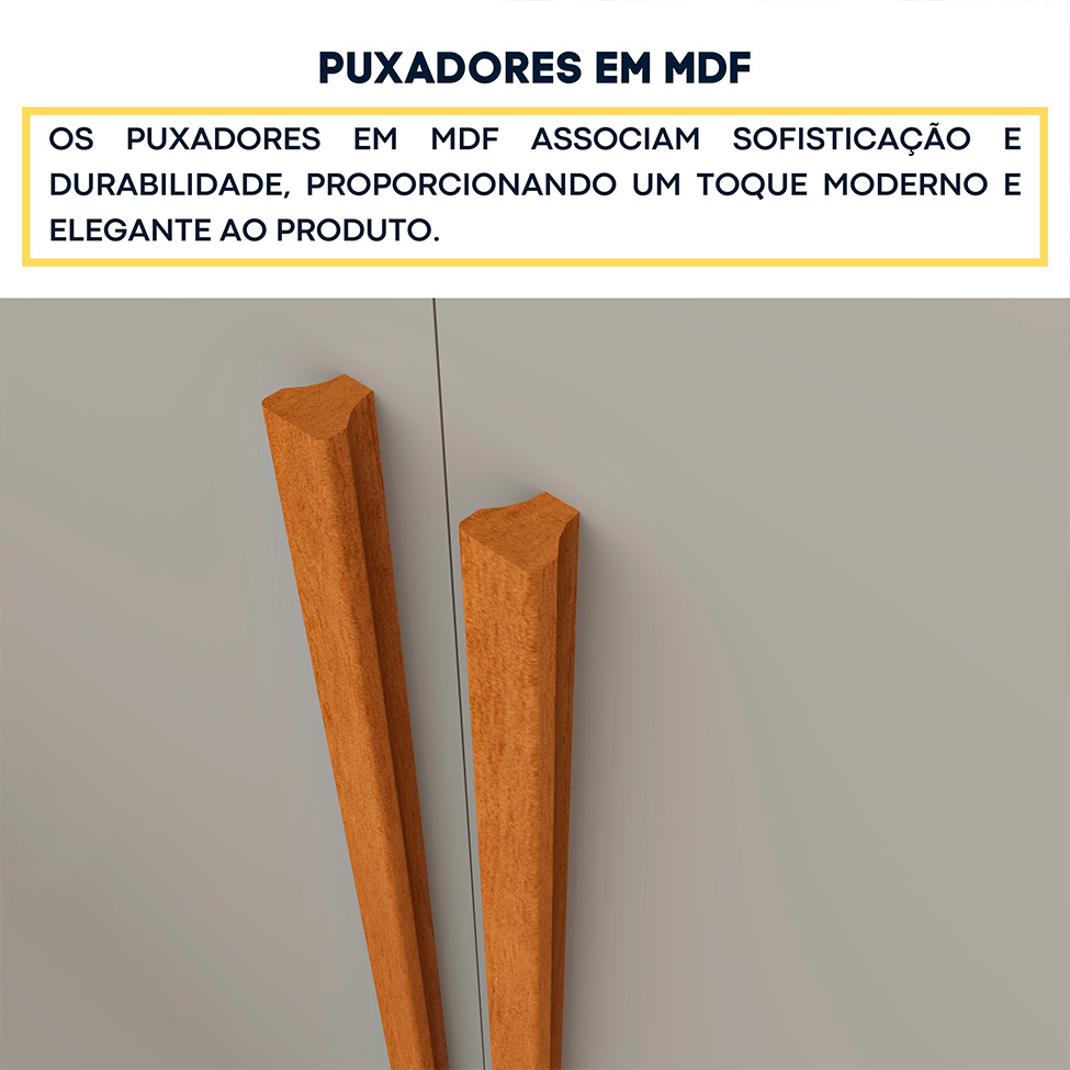 Guarda-Roupa Casal Vietri com Pés 6 PT 4 GV Cinamomo e Off White