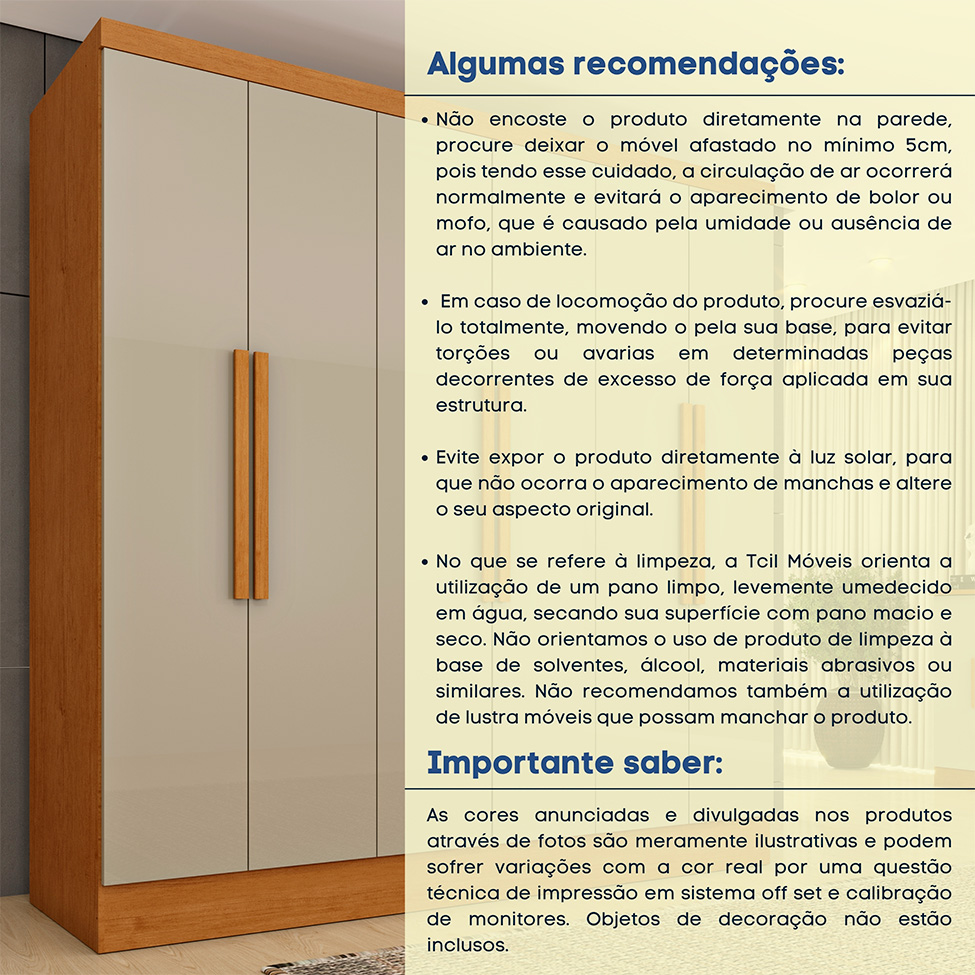 Guarda-Roupa Casal Vietri com Pés 6 PT 4 GV Cinamomo e Off White