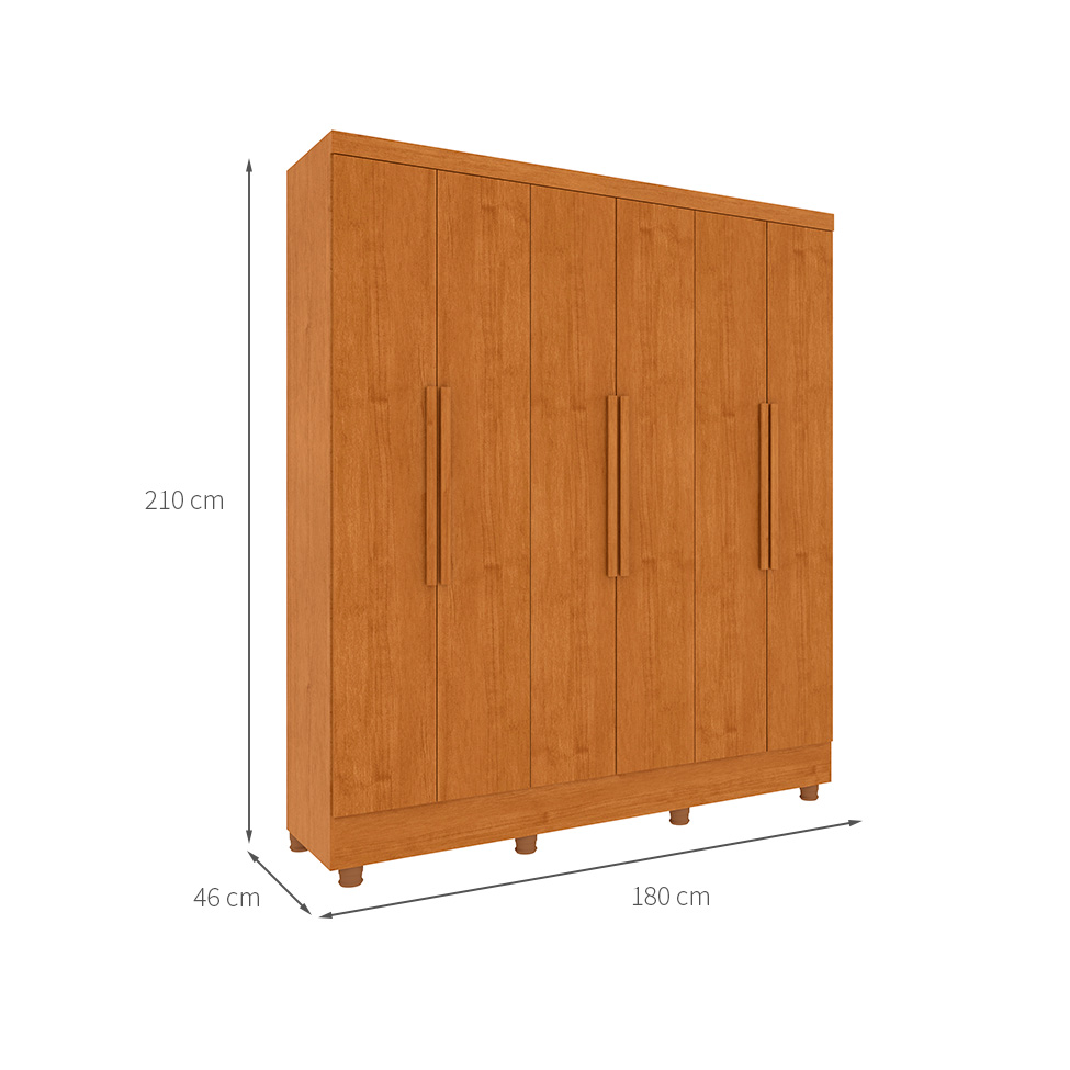 Guarda-Roupa Casal Vietri com Pés 6 Portas 4 Gavetas Cinamomo
