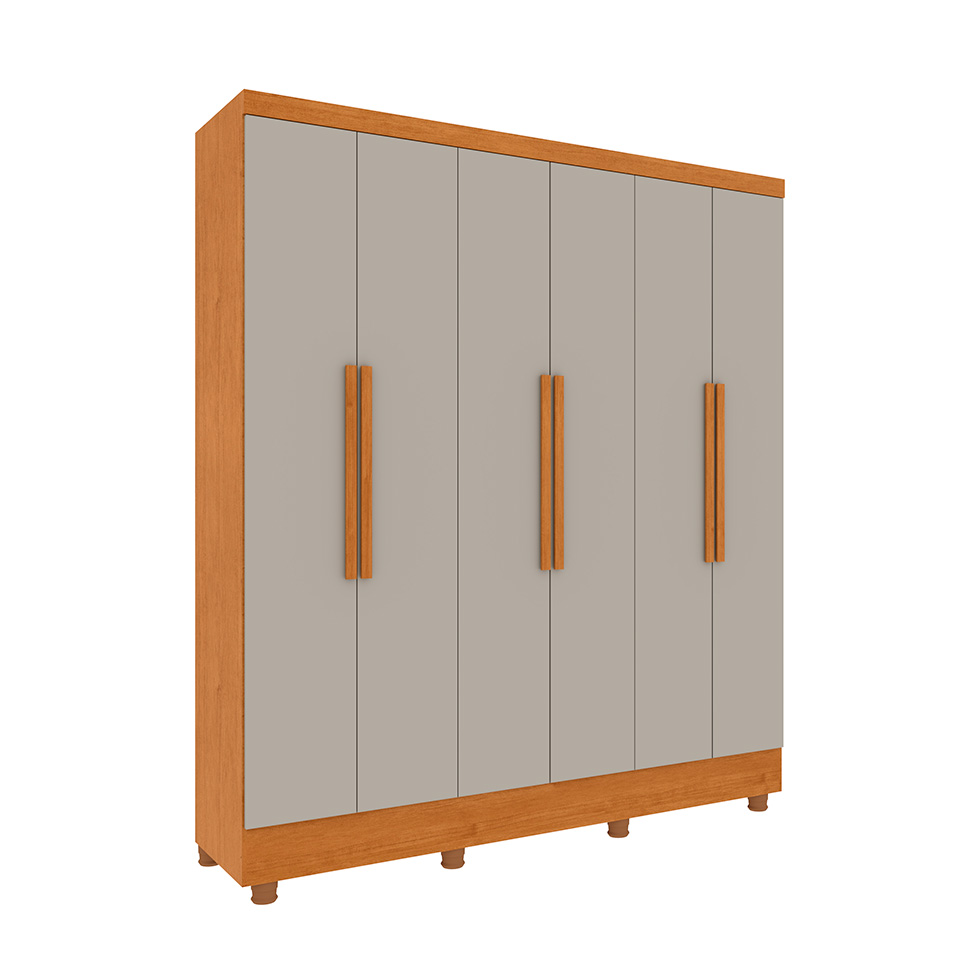 Guarda-Roupa Casal Vietri com Pés 6 Portas 4 Gavetas Cinamomo e Off White