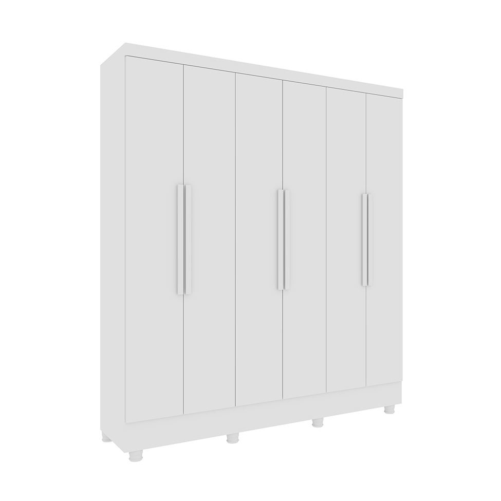 Guarda-Roupa Casal Vietri com Pés 6 Portas 4 Gavetas Neve