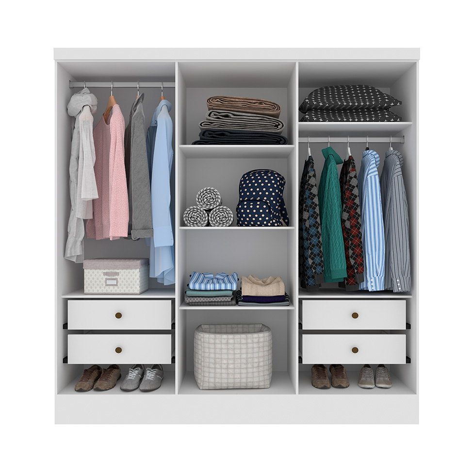 Guarda-Roupa Casal Vietri com Pés 6 Portas 4 Gavetas Neve