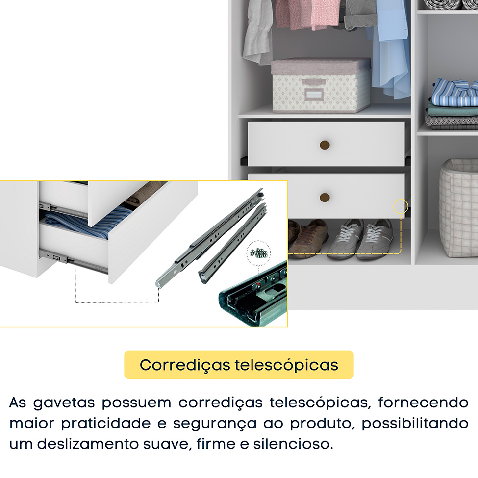 Guarda-Roupa Casal Vietri com Pés 6 Portas 4 Gavetas Neve