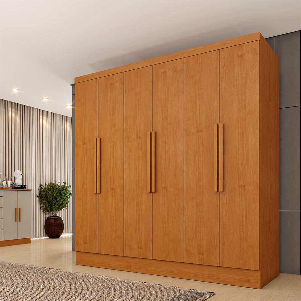 Guarda-Roupa Casal Vietri sem Pés 6 Portas 4 Gavetas Cinamomo